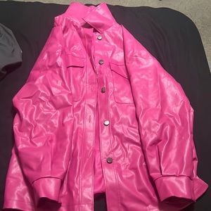 PINK LEATHER JACKET WOWNN NEVER WORN SIZE LARGE